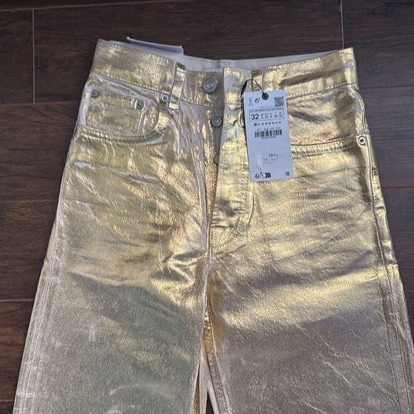 Zara | The boy boy fit gold chrome jeans - Picture 4 of 5